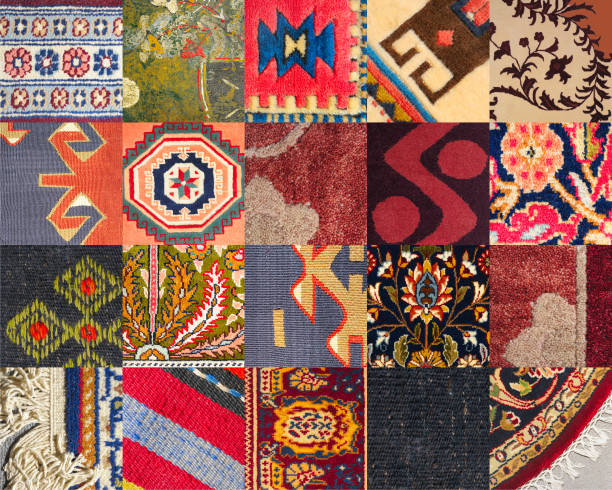 istock Rich vibrant colorful background from oriental handmade carpets. Composite image, collage from square fragments of handwoven Turkish carpets made of wool and silk. 1187255316