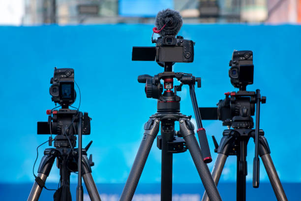 istock Camera equipment in preparation for concerts, press conferences or television broadcasts. 1187257151