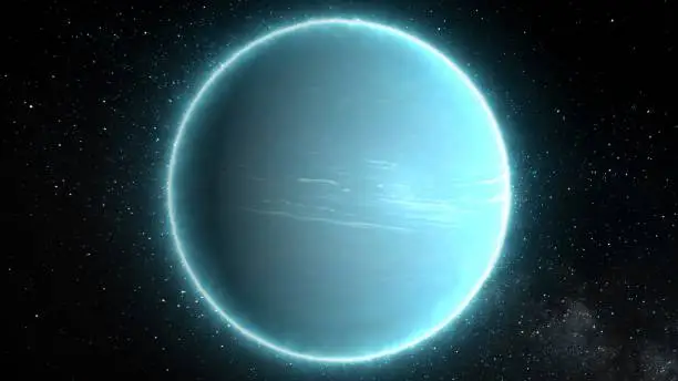 Photo of Beautiful View of Planet Uranus from Space Timelapse and Stars - Abstract Background Texture