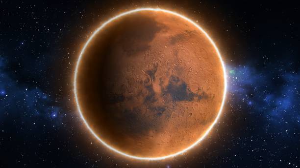 istock Beautiful View of Planet Mars from Space Timelapse and Stars - Abstract Background Texture 1187258346