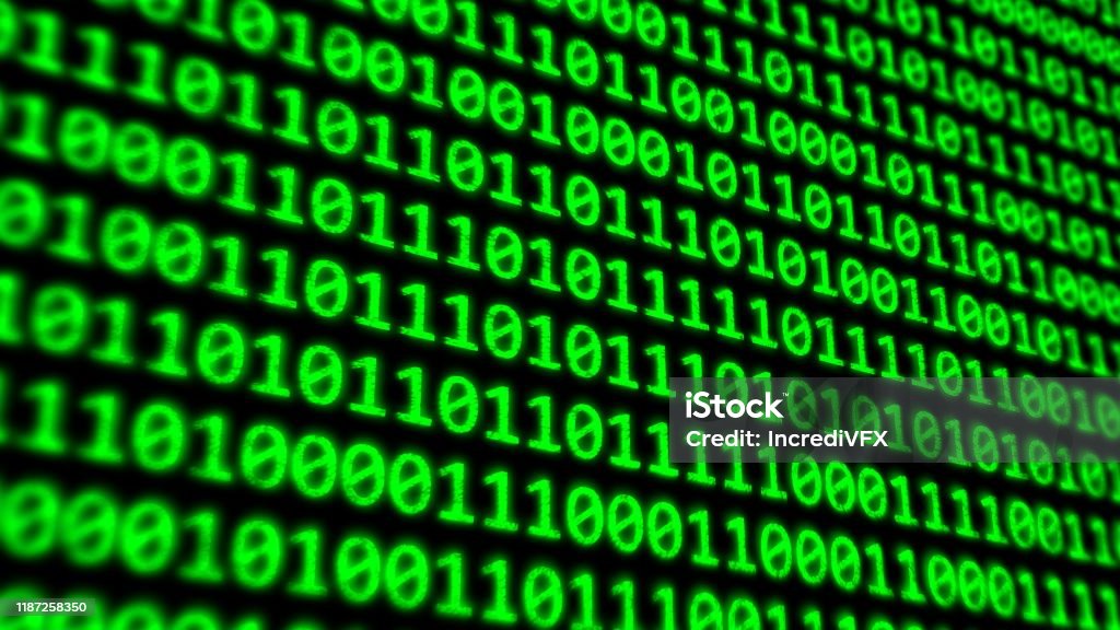 Binary Code Program Digits On Dark Computer Monitor Screen Abstract ...