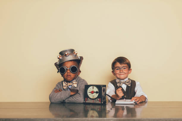 istock Young Boys with Mind Reading Invention 1187264966