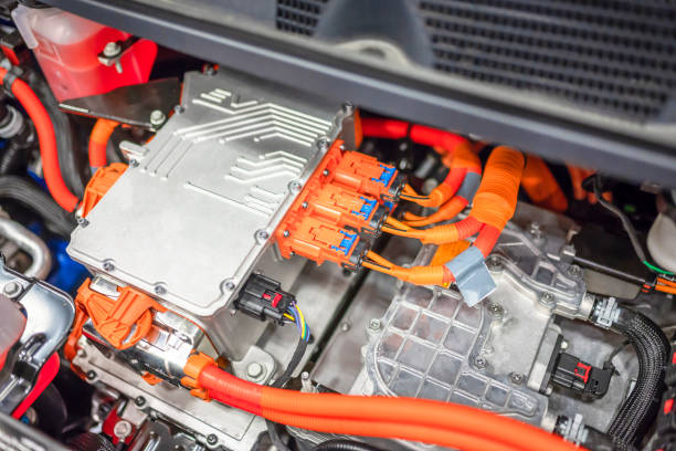 istock Distribution block of an electric car engine 1187265086