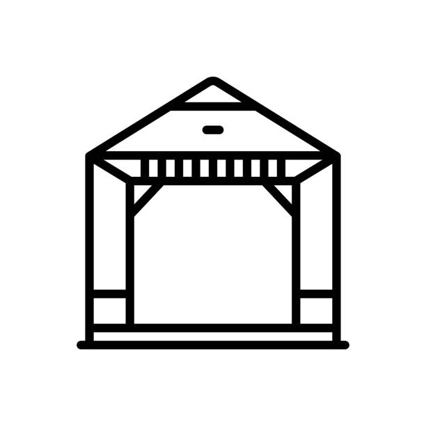 Pergola gazebo Icon for pergola, gazebo, arbor, courtyard, alcove, comfortable, pavilion, relaxation, restaurant alcove stock illustrations