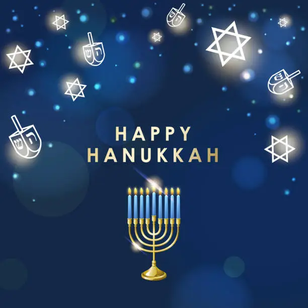 Vector illustration of Happy Hanukkah menorah Candles