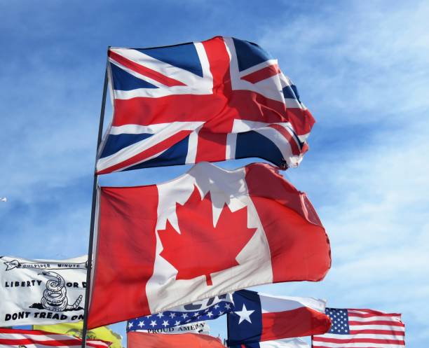 istock Union Jack (United Kingdom) and Canadian flags 1187278632
