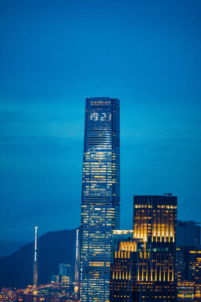 istock Hong Kong cityscape at night, view from mountain 1187280537