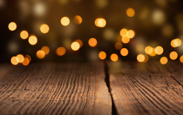 istock Wooden Planks with Bokeh - Christmas Background 1187281605