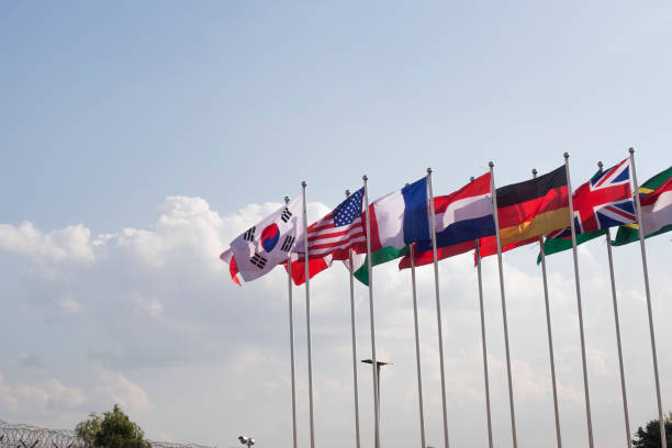 istock National flag of various countries flying in the wind. 1187281769