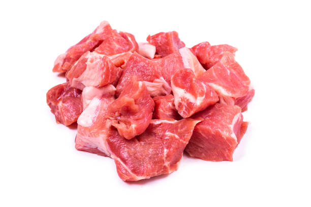 istock Fresh raw pork pieces isolated. 1187284644