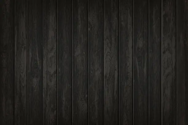 Vector illustration of Texture of black wooden background. Vector template
