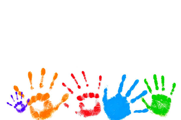 istock Colorful prints of children's palms 1187296005