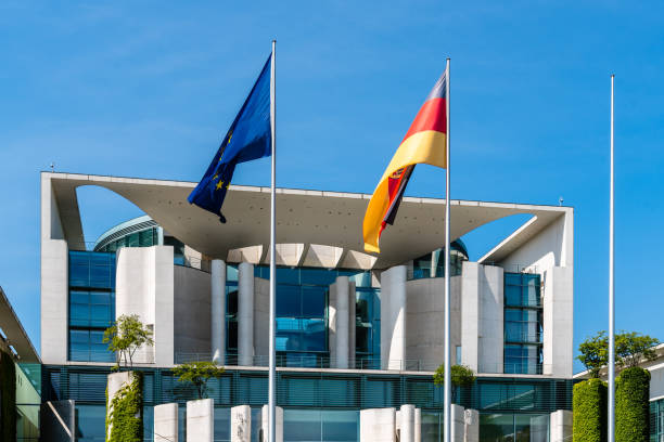 The Bundeskanzleramt, German Federal Chancellery in Berlin Berlin, Germany - July 28, 2019: The Bundeskanzleramt, German Federal Chancellery, main seat and office of German Chancellor Angela Merkel chancellor of germany photos stock pictures, royalty-free photos & images