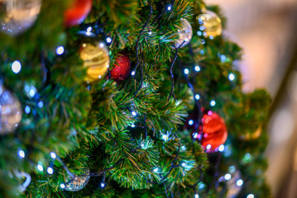 istock Flowers and decorative lights for Merry Christmas 1187300772