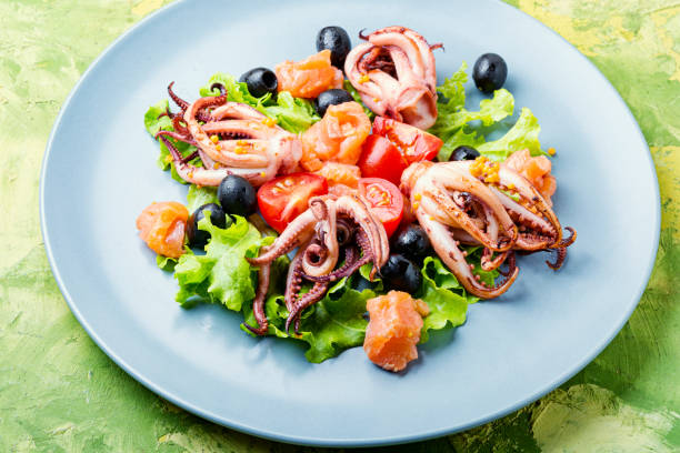 istock Salad squid with green and seafood 1187300815