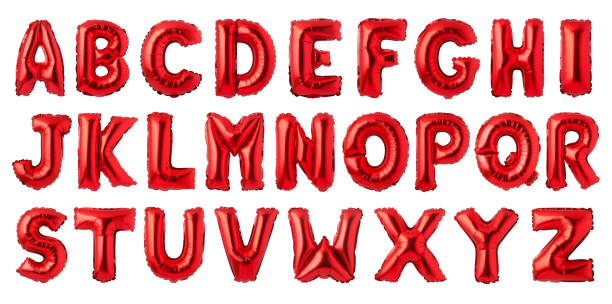 английский алфавит из красных воздушных шаров - china balloon стоковые фото и изображения