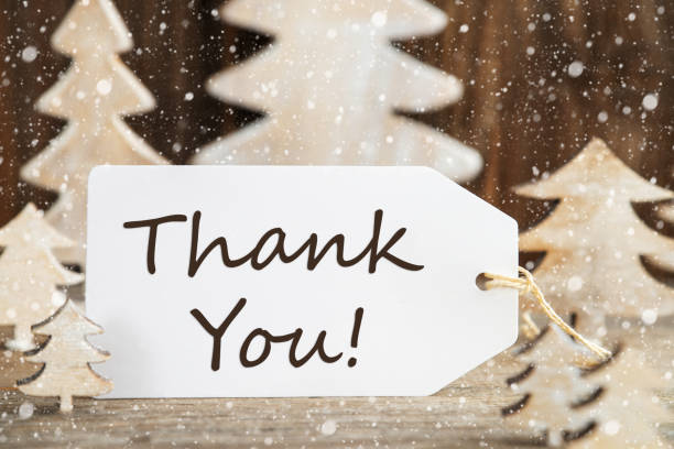 istock Christmas Tree, Label With English Text Thank You, Snowflakes 1187303099
