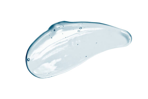 Face serum, light blue gel swatch isolated on white background