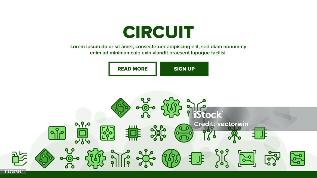 Circuit Computer Chip Landing Header Vector Stock Illustration ...