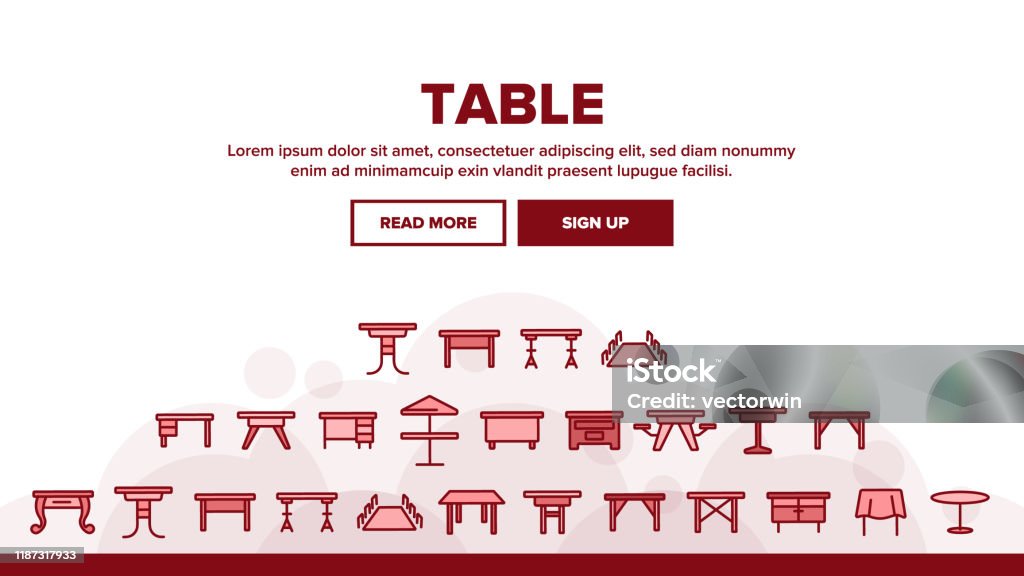 Table Header Background Table Desk Landing Header Vector Stock Illustration - Download Image ...