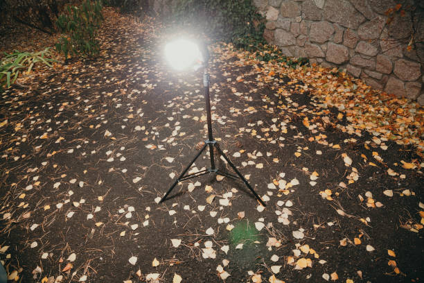 urządzenie oświetleniowe na jesiennym planie - garden fence flash zdjęcia i obrazy z banku zdjęć