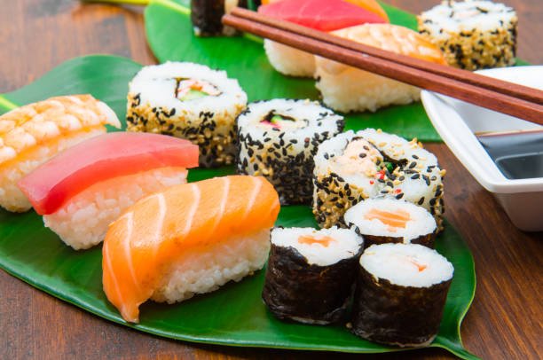 istock Japanese food mix on a restaurant table 1187322556