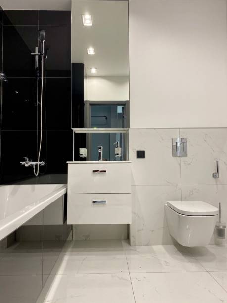 istock designer bathroom in black style 1187323524