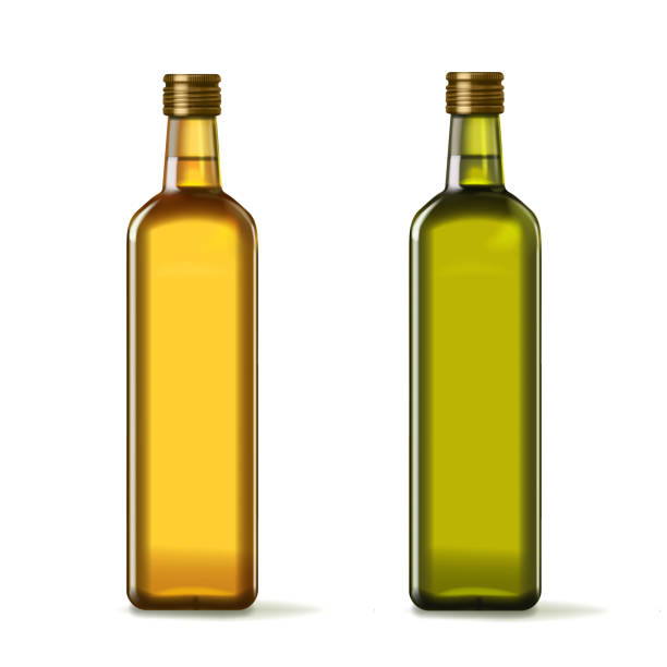 illustrations, cliparts, dessins animés et icônes de bouteilles d'huile d'olive et de tournesol ensemble réaliste. - olive oil bottle olive cooking oil