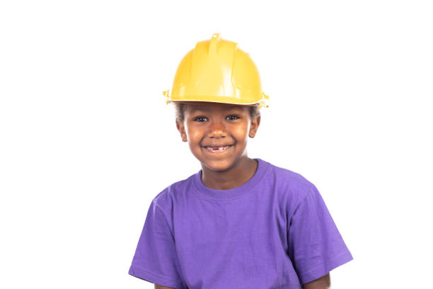 istock Cute kid with yellow helmet 1187323704