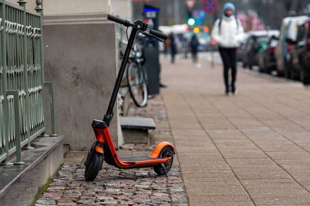 istock An electric scooter parked on the sidewalk in Riga, Latvia 1187323845