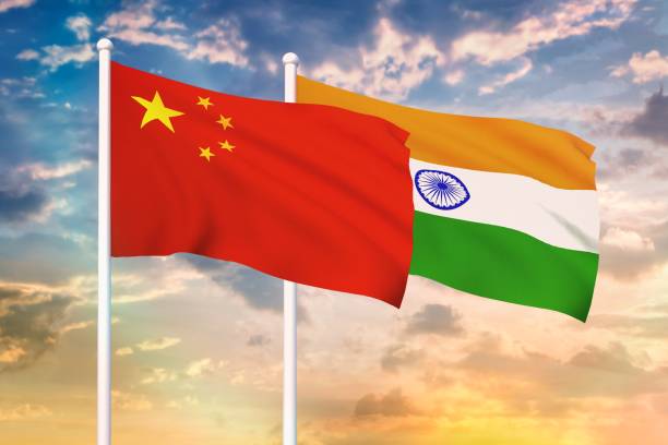 Relationship between the China and the India stock photo