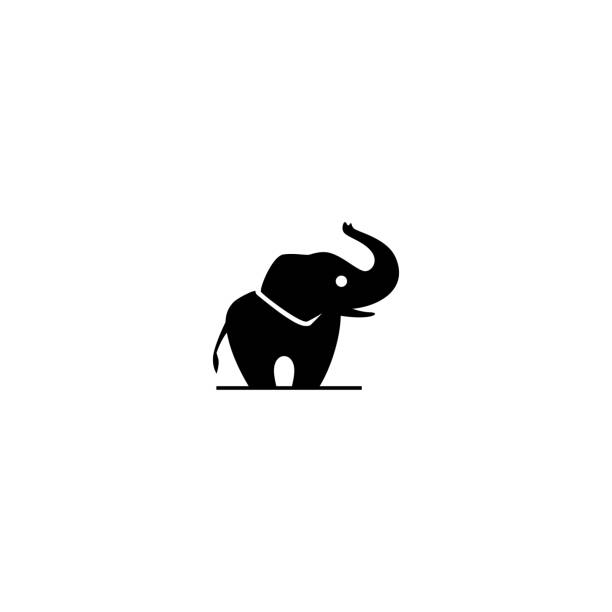 elefanten vektor-symbol-illustration - elefant stock-grafiken, -clipart, -cartoons und -symbole