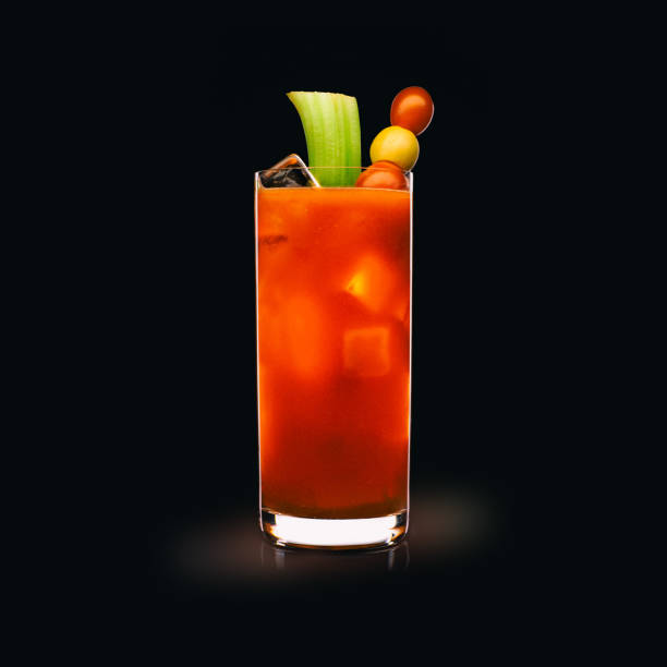 Group of bloody mary's on an outside table ready for a party