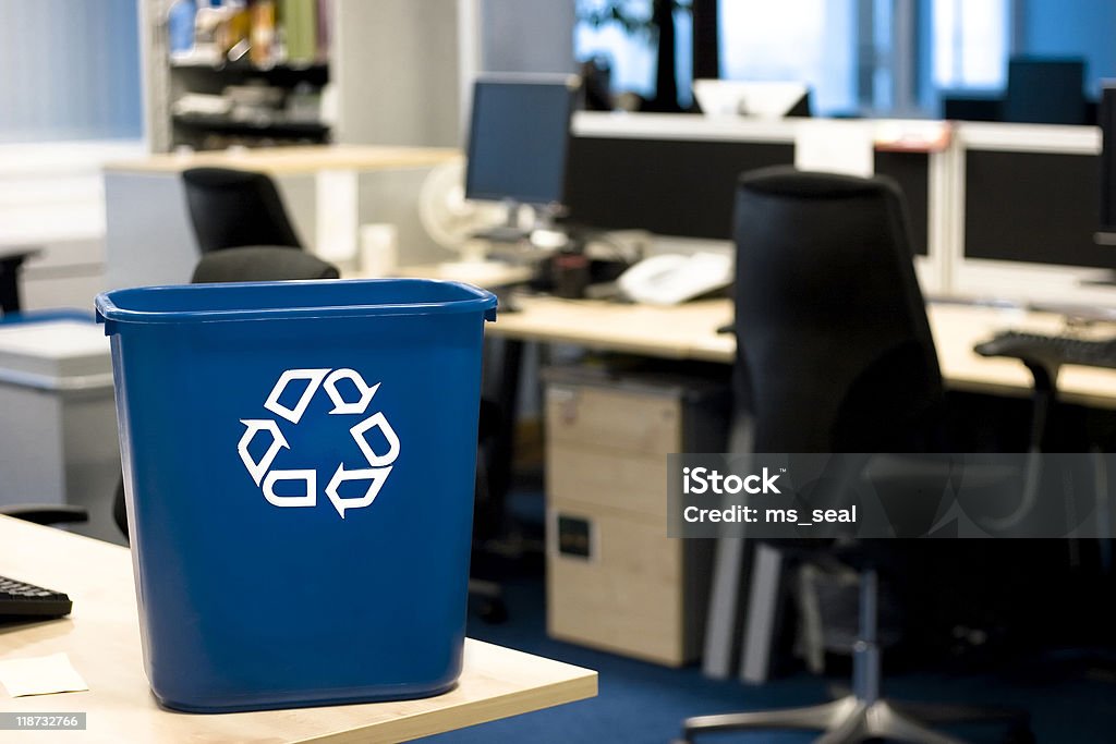 Recycling in the office Great image for depicting and promoting recycling in the office. See portfolio for computer and bin close-up. Recycling Stock Photo