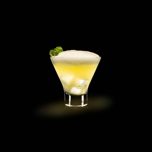 Pisco Sour - Popular Drink on a black background stock photo