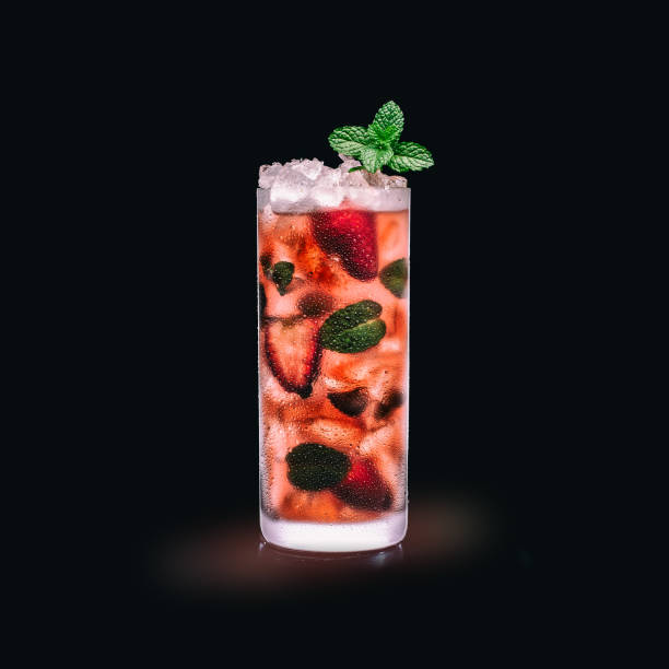 Mojito Strawberry - Popular Drink on a black background