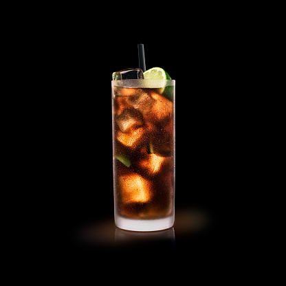 Cuba Libre - Traditional Drink on a black background