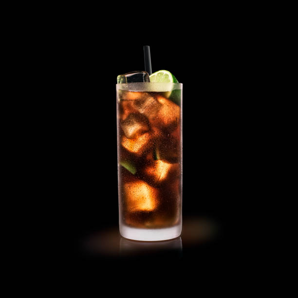 Cuba Libre - Traditional Drink on a black background stock photo