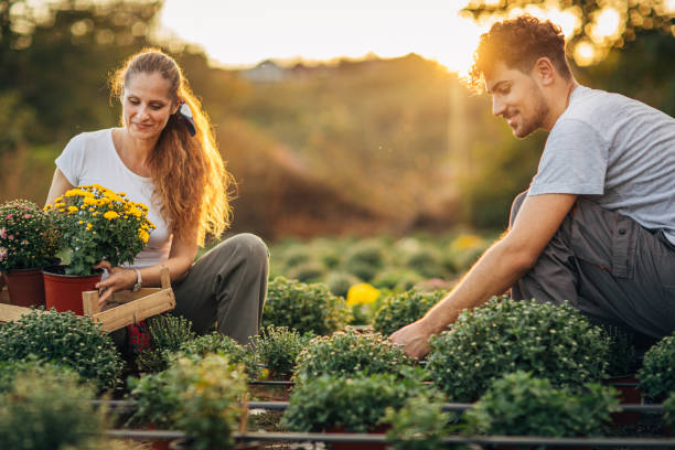 istock Man and woman working in garden 1187333928