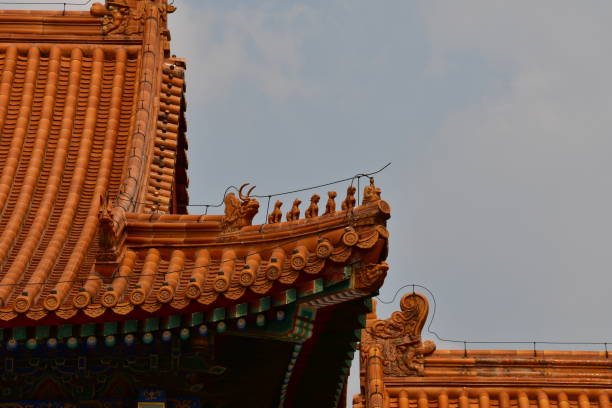 istock Closeup of Forbidden City rooftop tile figures 1187333965