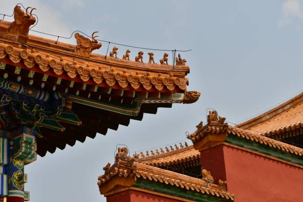 istock Closeup of Forbidden City rooftop tile figures 1187333997