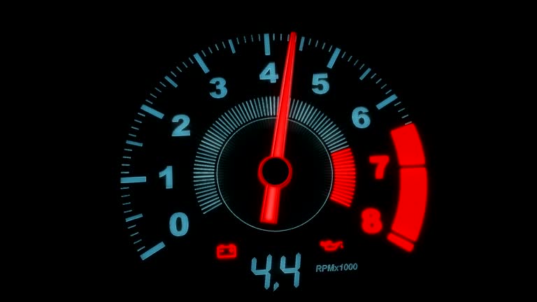 Close-up arrow speedometer of sports car seamless loop - stock video