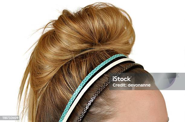Blonde Messy Bun With Headbands Stock Photo - Download Image Now - 20-24 Years, 20-29 Years, Black Color