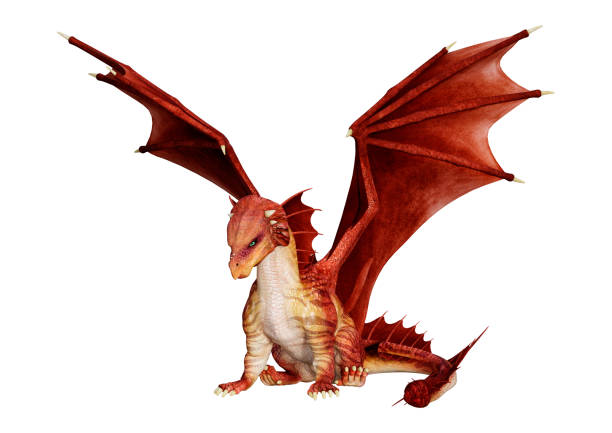 3D rendering of a fantasy dragon isolated on white background