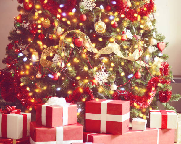 istock Christmas tree and Christmas decoration in home interior 1187345131