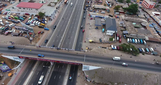 istock Interchange in Ghana, Africa drone Shot with a drone 1187346578