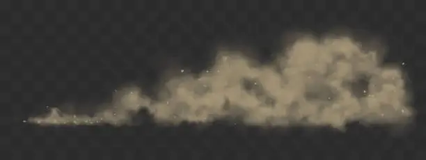Vector illustration of Road dust cloud from under the wheels