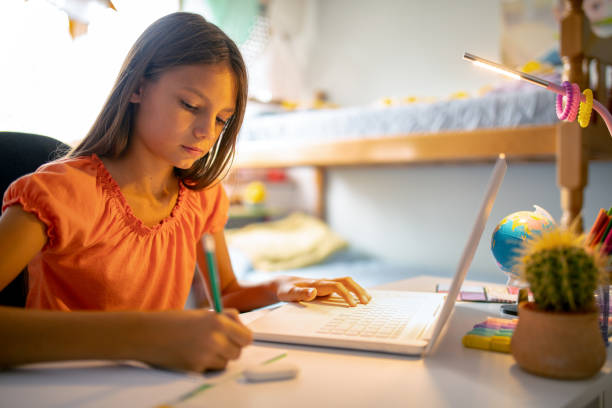 istock Girl doing homework at home 1187346861