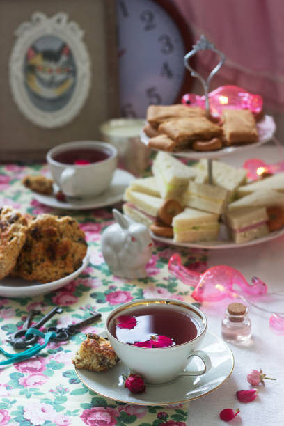 istock Traditional English tea party in a fabulous decoration. Rustic style. 1187347949