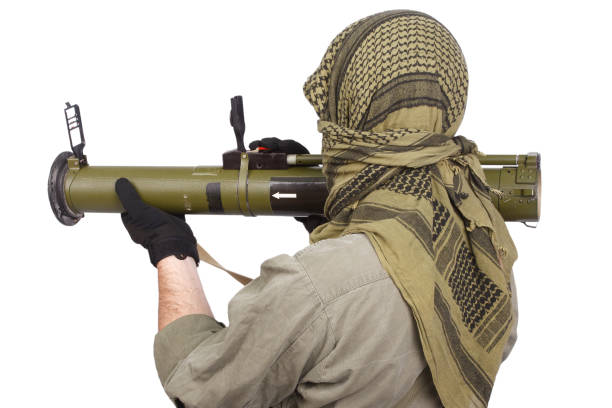 istock mercenary with anti-tank rocket launcher - RPG 1187348496